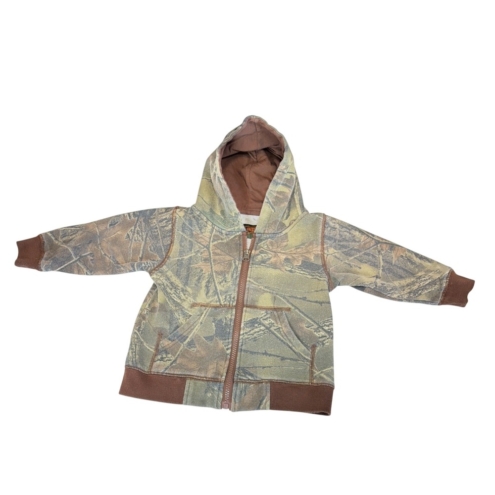 Trail Crest‎ Sweater Toddler 2T Green Realtree Camo Full Zip Hoodie VTG